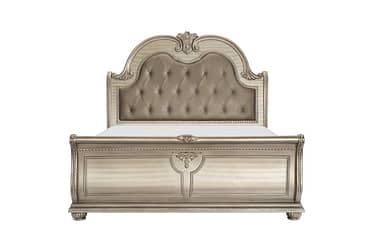 Cavalier Silver King Bed With Tufted Headboard
