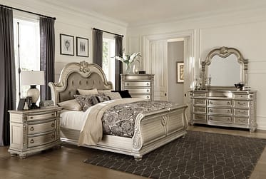 Cavalier Silver King 4 Piece Bedroom Set