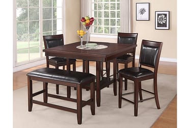 Fulton Brown 5 Piece Counter Height Dining Set With Bench
