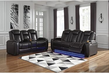 Party Time Midnight Power Reclining 86″ 2 Piece Living Room Set