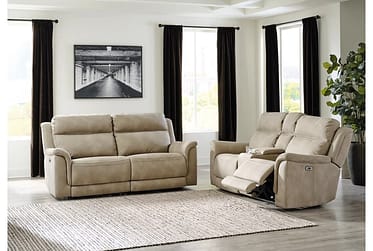 Next-Gen DuraPella Sand 80″ Dual Power Reclining 2 Piece Living Room Set
