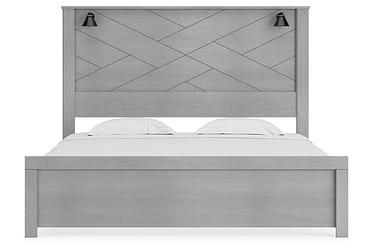 Cottonburg Gray Queen Lighted Panel Bed