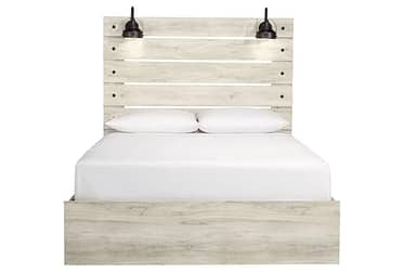 Cambeck Whitewash Lighted Panel Queen Bed