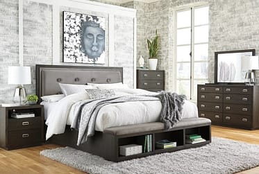 Hyndell King Upholstered Storage 4 Piece Bedroom Set