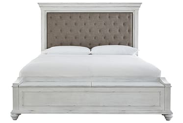 Kanwyn Whitewashed Queen Upholstered Storage Bed