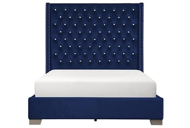 Blue Velvet King Bed