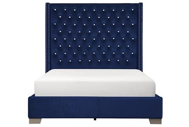 Blue Velvet Queen Bed