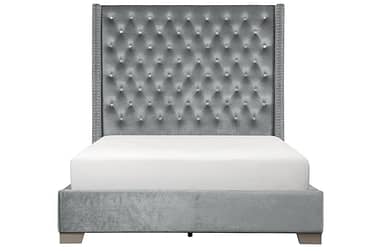 Gray Velvet King Bed