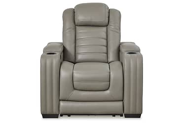Backtrack Gray Leather Power Recliner