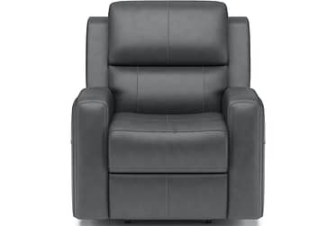Linden Charcoal Leather Power Recliner