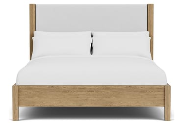 Davie Oak Upholstered King Bed