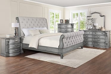 Platinum Estates Upholstered Sleigh Queen 5 Piece Bedroom Set