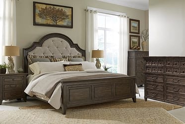 Paradise Valley Upholstered Arched Queen 4 Piece Bedroom Set