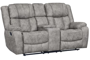 Lux Pewter Reclining Loveseat With Console