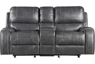 Keily Gray Reclining Loveseat With Console