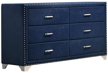 Melody Velvet Blue 6-Drawer Dresser
