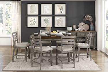 Tigard Gray Counter Height 7 Piece Dining Set