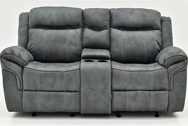 Sorrento Charcoal Manual Reclining Loveseat With Console