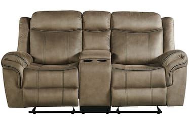 Sorrento Brown Manual Reclining Loveseat With Console