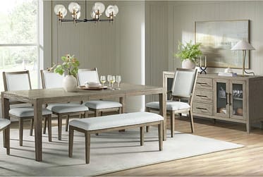 Versailles Gray 6 Piece Dining Set With Bench