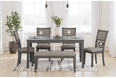 Wrenning Gray 6 Piece Dining Set With Bench