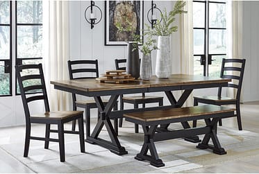 Wildenauer Two-Tone 6 Piece Dining Set With Bench