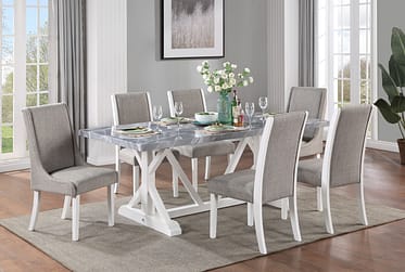 Hollyn Gray 7 Piece Dining Set With Host Chairs