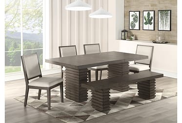 Mila Gray 6 Piece Dining Set With Bench