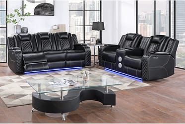 Radiant Black 2-Piece Power Reclining Sofa And Loveseat