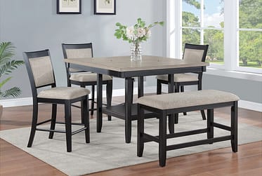 Fulton Light Gray Counter Height 5 Piece Dining Set With Bench