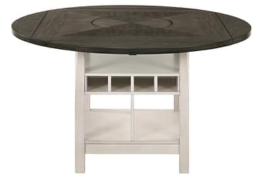 Conner Chalk Gray Counter Height Table With Lazy Susan