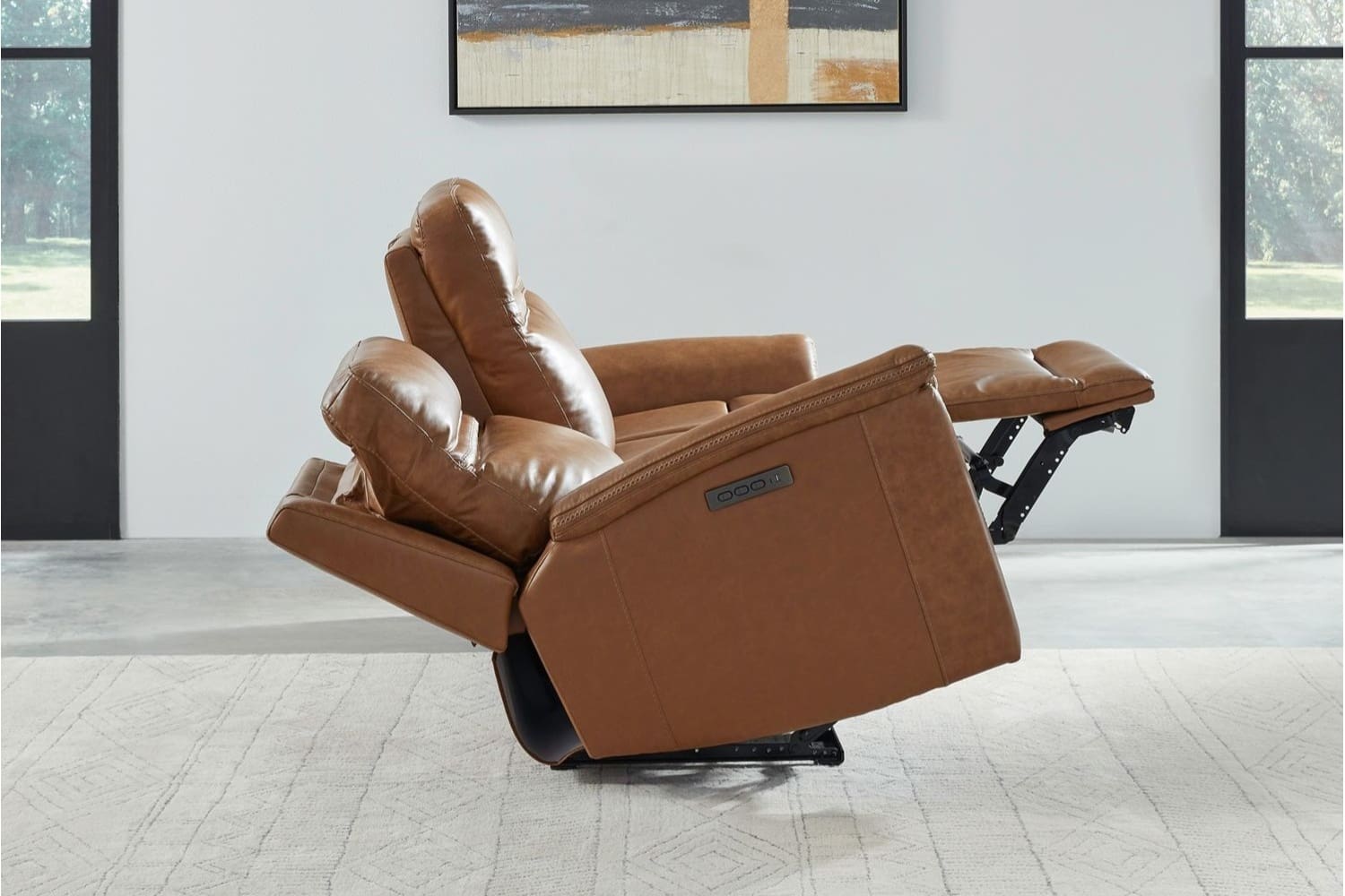 Camel leather sofa discount recliner