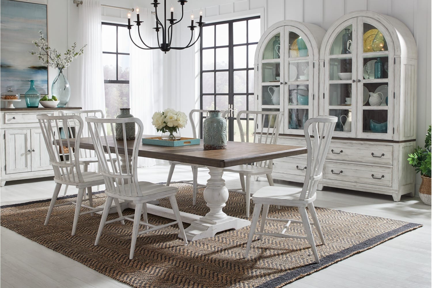 White distressed table and chairs hot sale