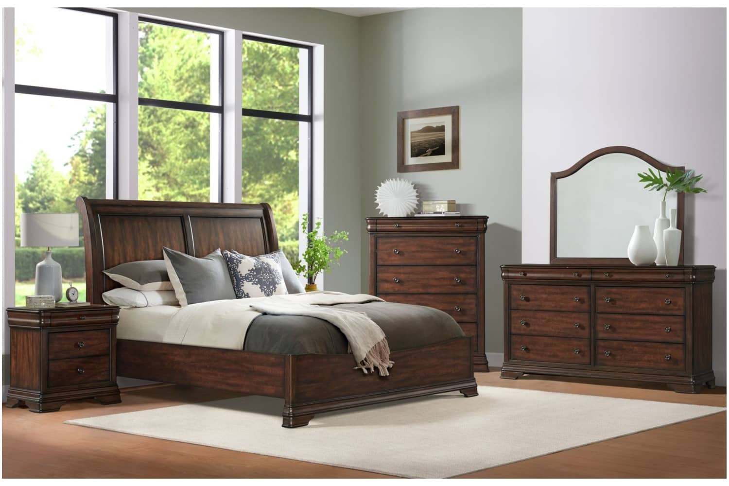 Phillipe Cherry Queen 4 Piece Bedroom Set - Georgia Furniture Mart