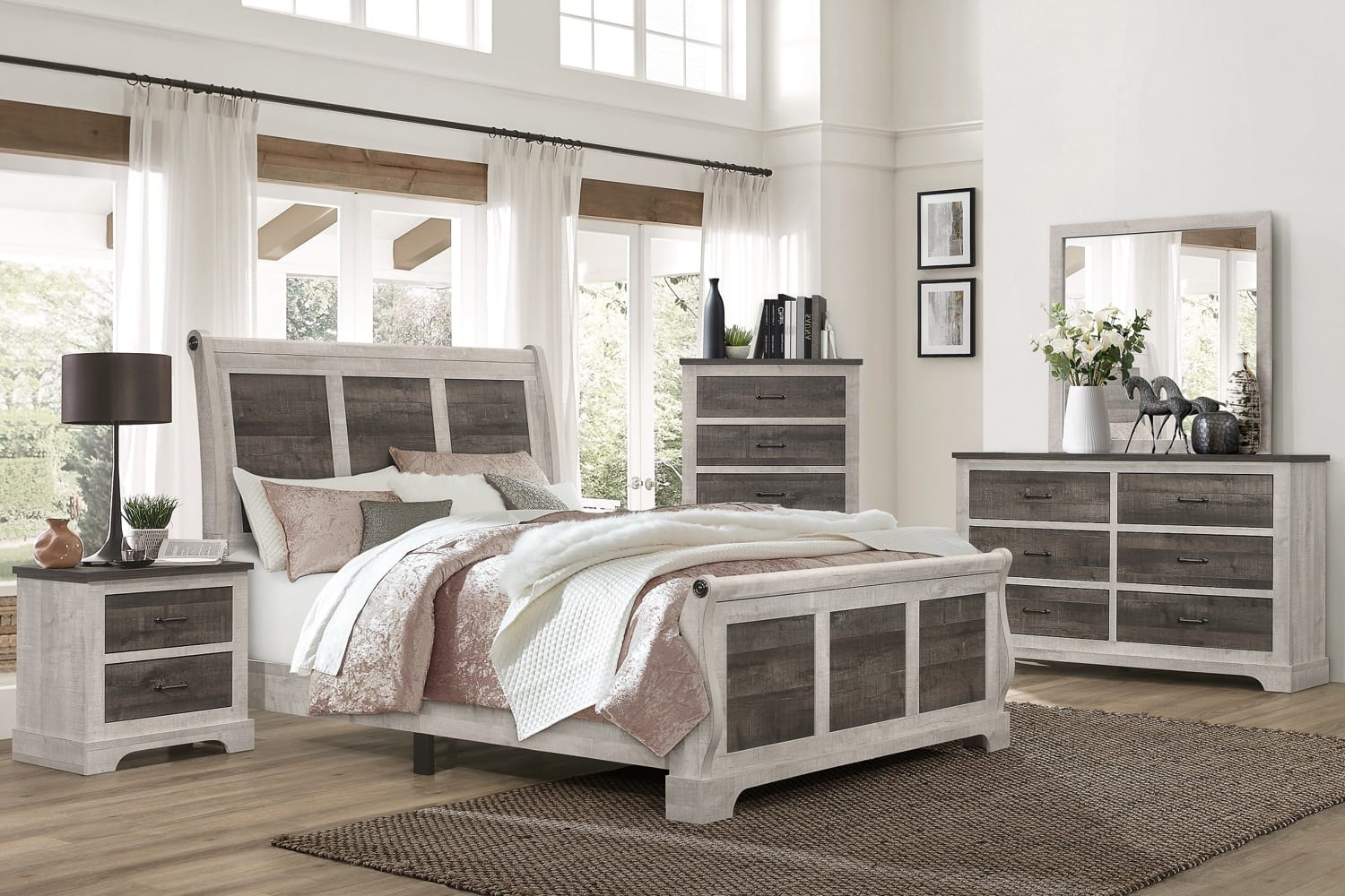 SH2235 Two-Tone King 5 Piece Bedroom Set