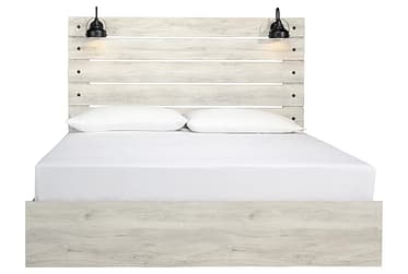 Cambeck Whitewash Lighted Panel King Bed
