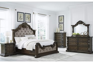 Maylee Brown Upholstered King 4 Piece Bedroom Set