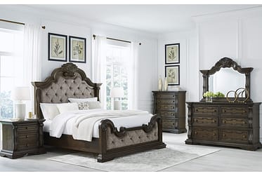 Maylee Brown Upholstered King 5 Piece Bedroom Set