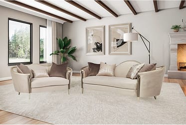 Villa Cherie Hazelnut 2 Piece Sofa & Loveseat Set By Michael Amini