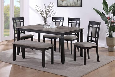 Paige Gray 6 Piece Dining Set With Bench