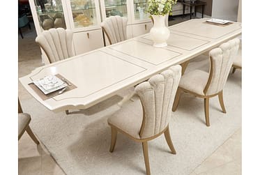 Fantosini Creamy Pearl Pedestal Extension Dining Table By Michael Amini