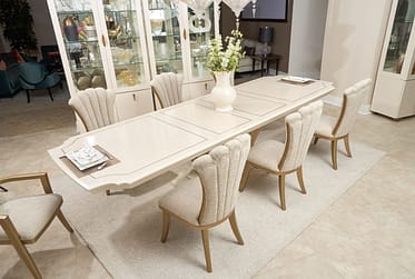 Fantosini Creamy Pearl Pedestal 7 Piece Dining Set By Michael Amini