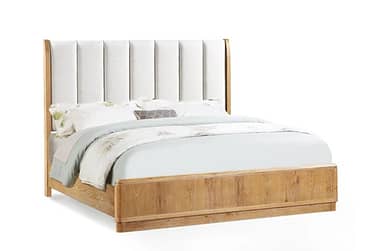 Westcott Cerused Natural Queen Upholstered Panel Bed