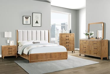 Westcott Cerused Natural King 5 Piece Bedroom Set