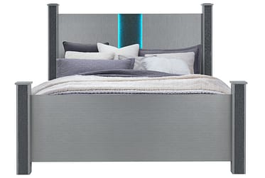 Logan Silver King Bed With LED And Speakers