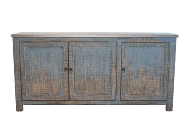 Michael 3 Door Cabinet With Iron Finished Top And Blue Base