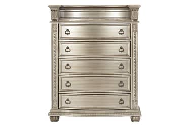 Cavalier Silver 5-Drawer Chest With Marble Top
