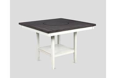Fulton Chalk Gray Counter Height Table With Lazy Susan