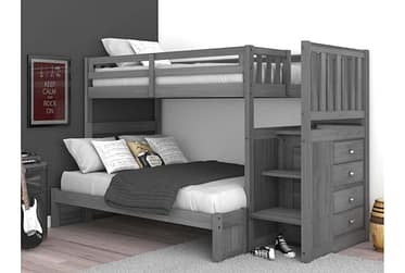 Charcoal Twin Over Full Staircase Bunk Bed