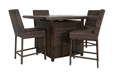 Paradise Trail 5 Piece Counter Height Outdoor Dining Set With Firepit